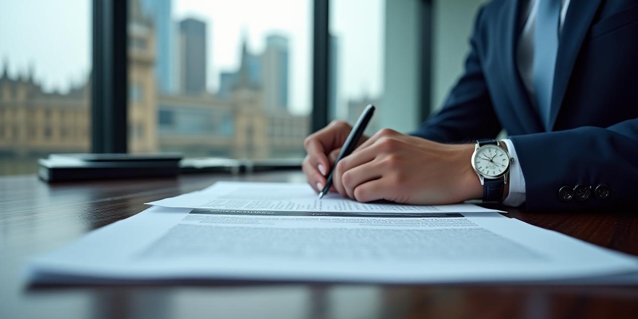 Person reviewing a professional legal document in a modern office